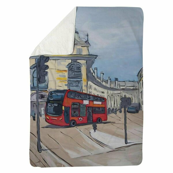 Begin Home Decor 60 x 80 in. Piccadilly Circus of London-Sherpa Fleece Blanket 5545-6080-CI358